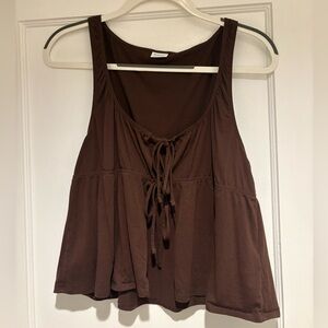 Aritzia Brown Tie-Front Tank Top